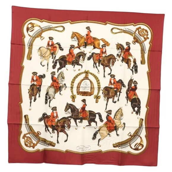 HERMES Carre 90 Scarf ""REPRISE"" Silk Red - Picture 1 of 15